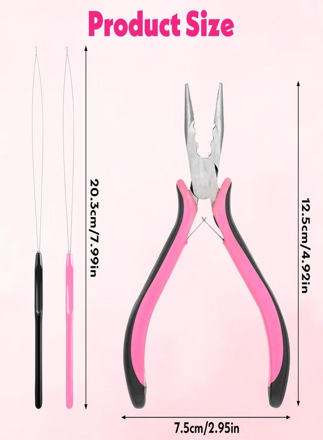 BOHUIZ Micro Links Hair Extension Pliers, 3 Holes Mini Plier Extension Tool Nano Beads for Hair Extensions for Micro and Nano Ring Hairstyle Extensions Opener and Removal Tool (Pink) - Image 2